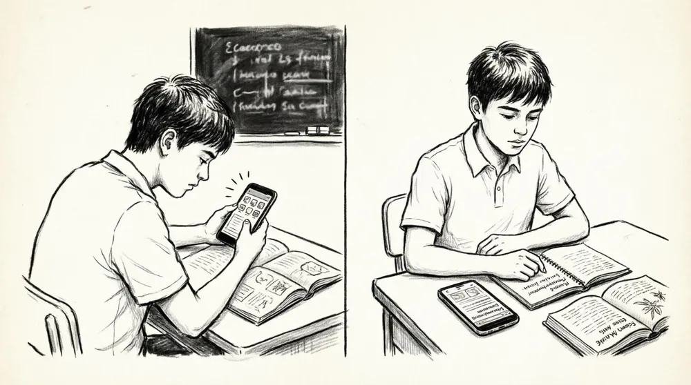 celular en la escuela A